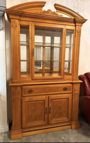 Solid oak display cabinet - oak,